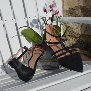 Flat Black Synthetic Shoes